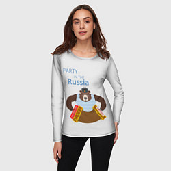 Лонгслив женский Вечеринка в России с медведем, цвет: 3D-принт — фото 2