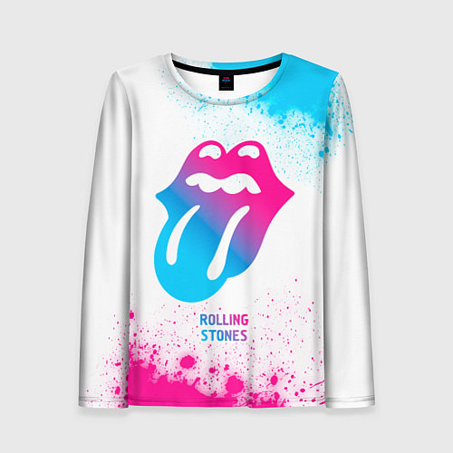 Женский лонгслив Rolling Stones neon gradient style / 3D-принт – фото 1