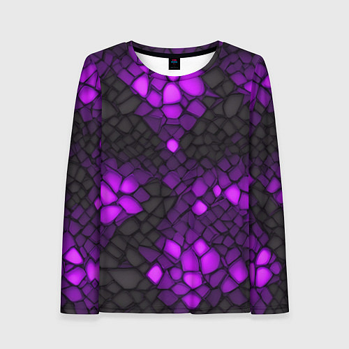 Женский лонгслив Фиолетовый трескающийся камень / 3D-принт – фото 1
