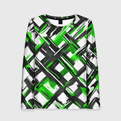 Женский лонгслив Зелёные и чёрные мазки