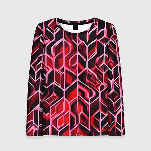 Женский лонгслив Красный узор / 3D-принт – фото 1