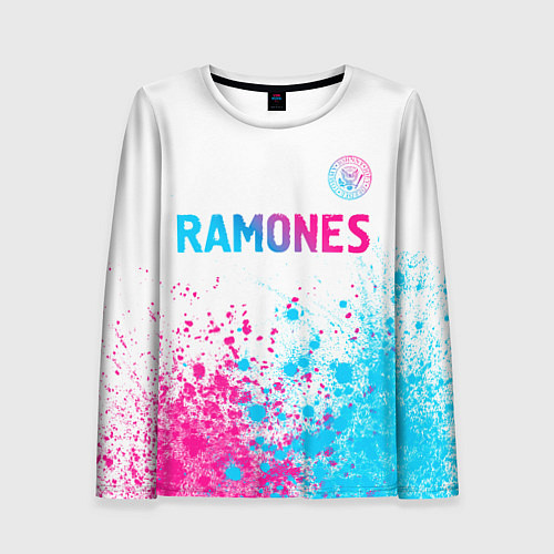 Женский лонгслив Ramones neon gradient style посередине / 3D-принт – фото 1