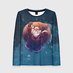 Лонгслив женский Летящий Санта, цвет: 3D-принт