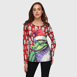 Лонгслив женский Большой зеленый новогодний дракон, цвет: 3D-принт — фото 2