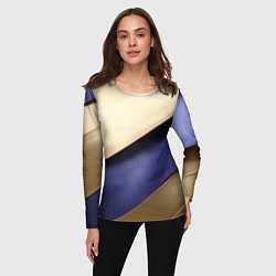 Лонгслив женский Фиолетовая вставка на золотом фоне, цвет: 3D-принт — фото 2