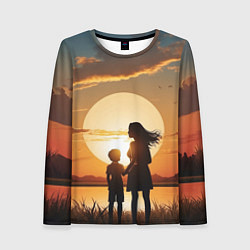 Лонгслив женский Мать и дитя на закате, цвет: 3D-принт