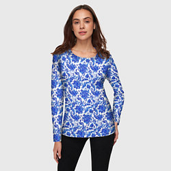 Лонгслив женский Гжель классика, цвет: 3D-принт — фото 2