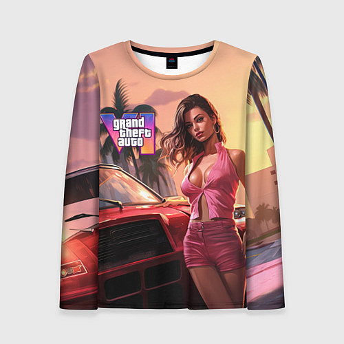 Женский лонгслив GTA 6 girl vice city / 3D-принт – фото 1