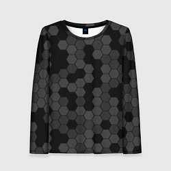 Женский лонгслив Камуфляж гексагон черный