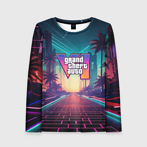 Женский лонгслив GTA 6 night city logo / 3D-принт – фото 1