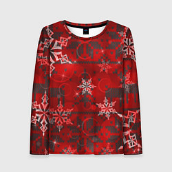 Женский лонгслив Рождественские узоры снежинки