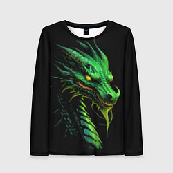 Лонгслив женский Зеленый дракон иллюстрация, цвет: 3D-принт