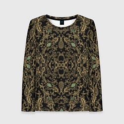 Женский лонгслив Славянский этнический орнамент с позолотой