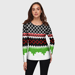 Лонгслив женский Узор из разноцветных фигур, цвет: 3D-принт — фото 2