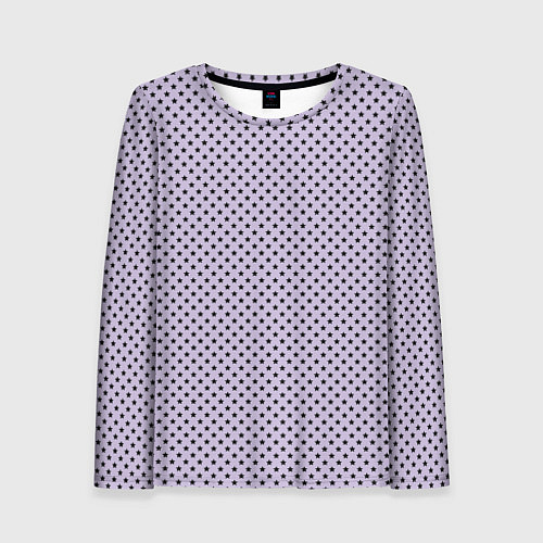 Женский лонгслив Светло-сиреневый паттерн маленькие звёздочки / 3D-принт – фото 1