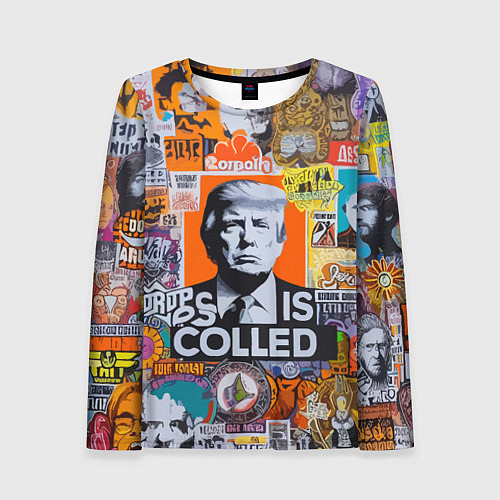 Женский лонгслив Donald Trump - american сollage / 3D-принт – фото 1