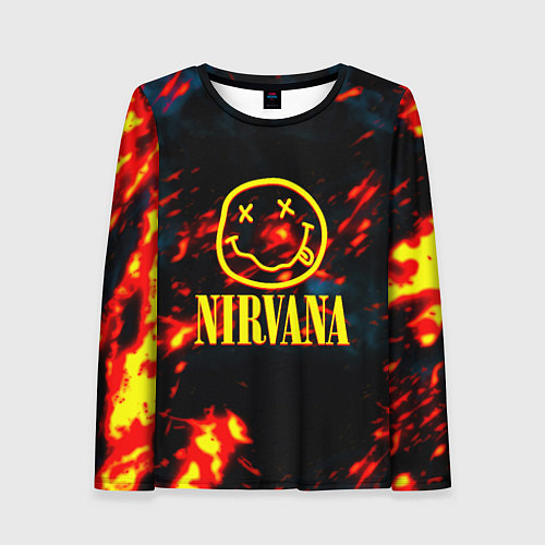 Женский лонгслив Nirvana rock огненное лого лава / 3D-принт – фото 1