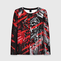 Женский лонгслив Железный череп и красные линии