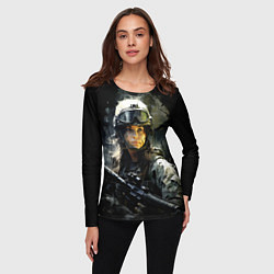 Лонгслив женский Девушка воин в боевой экипировке, цвет: 3D-принт — фото 2