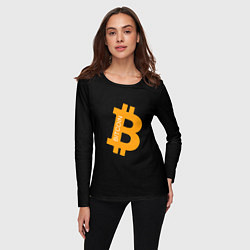 Лонгслив женский Биткоин криптовалюта оранжевое лого, цвет: 3D-принт — фото 2