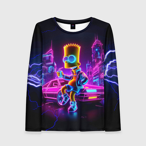 Женский лонгслив Барт Симпсон сидит на тачке Делориан / 3D-принт – фото 1