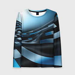 Женский лонгслив Черно-синий абстрактный спортивный стиль