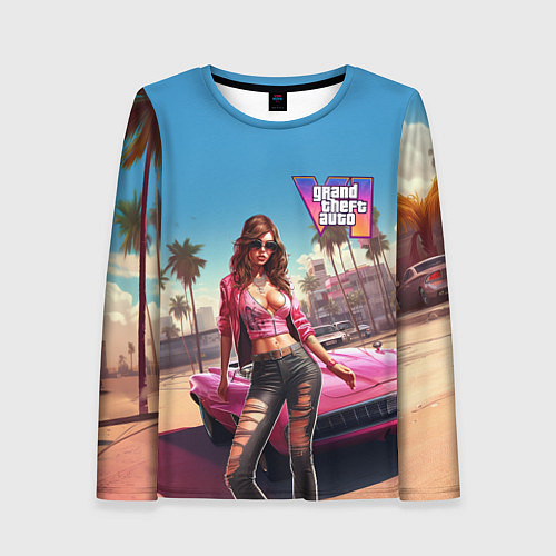 Женский лонгслив GTA 6 girl logo / 3D-принт – фото 1