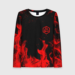 Лонгслив женский Linkin Park красный огонь лого, цвет: 3D-принт