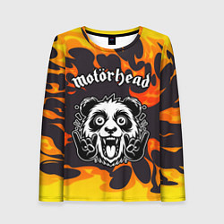 Лонгслив женский Motorhead рок панда и огонь, цвет: 3D-принт