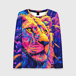 Лонгслив женский Лев светящийся неоновый, цвет: 3D-принт