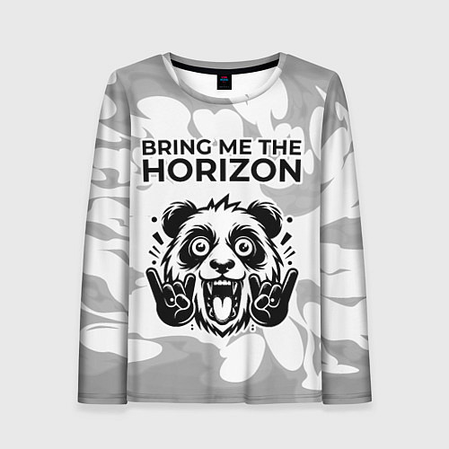 Женский лонгслив Bring Me the Horizon рок панда на светлом фоне / 3D-принт – фото 1