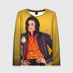 Женский лонгслив Michael Jackson на золотом фоне с графикой