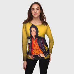 Лонгслив женский Michael Jackson на золотом фоне с графикой, цвет: 3D-принт — фото 2