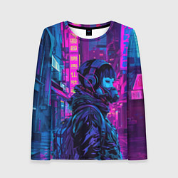Лонгслив женский Девушка в защитной маске, цвет: 3D-принт