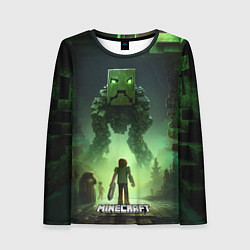 Женский лонгслив Minecraft зеленый монстр с яркими глазами