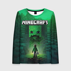 Лонгслив женский Minecraft зеленый персонаж и зеленые горы, цвет: 3D-принт