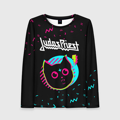 Женский лонгслив Judas Priest - rock star cat / 3D-принт – фото 1