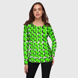 Лонгслив женский Зелёные сердечки на белом фоне, цвет: 3D-принт — фото 2