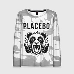 Лонгслив женский Placebo рок панда на светлом фоне, цвет: 3D-принт