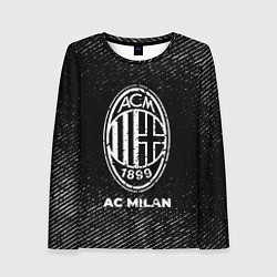 Лонгслив женский AC Milan с потертостями на темном фоне, цвет: 3D-принт