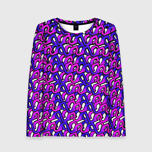 Женский лонгслив Фиолетовый узор и чёрная обводка / 3D-принт – фото 1