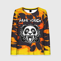 Женский лонгслив Papa Roach рок панда и огонь