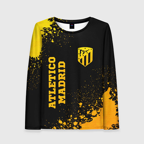 Женский лонгслив Atletico Madrid - gold gradient вертикально / 3D-принт – фото 1