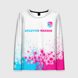 Женский лонгслив Atletico Madrid neon gradient style посередине