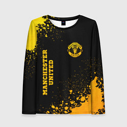 Лонгслив женский Manchester United - gold gradient вертикально, цвет: 3D-принт