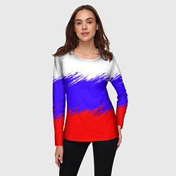 Лонгслив женский Триколор штрихи, цвет: 3D-принт — фото 2