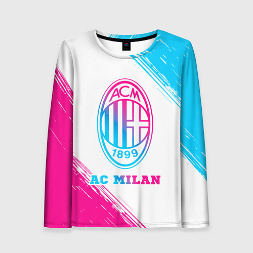 Женский лонгслив AC Milan neon gradient style / 3D-принт – фото 1