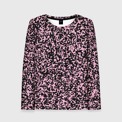 Лонгслив женский Чёрно-розовый пятнистый, цвет: 3D-принт