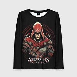Лонгслив женский Assassins creed в красном капюшоне, цвет: 3D-принт