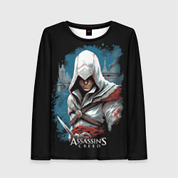 Лонгслив женский Assassins creed белый костюм, цвет: 3D-принт